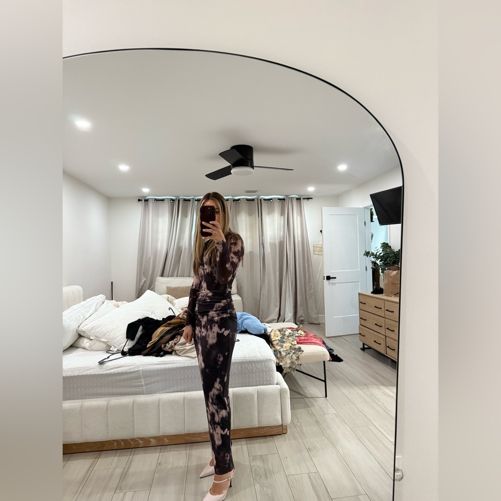 Brown and Tan Mock Neck Bodycon Sweater Dress